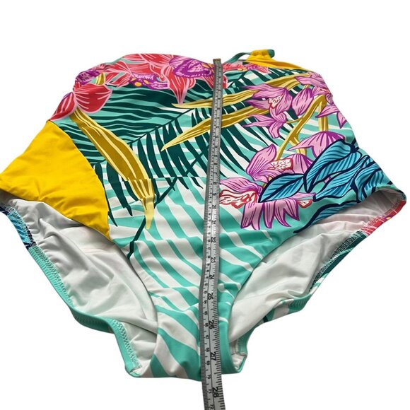 Trina Turk Plus Multicolor One Shoulder Asymmetric One‎ Piece Swimsuit 18W - Picture 10 of 10